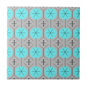 Azulejo Tejido de cerámica de puntos turquesa atómicos