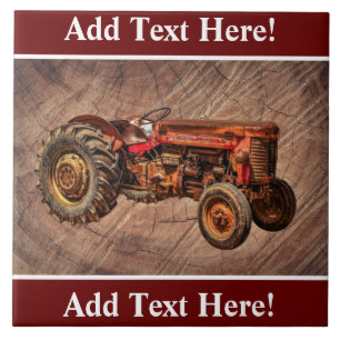 Azulejo Tejido de cerámica del tractor rojo antiguo