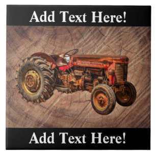 Azulejo Tejido de cerámica del tractor rojo antiguo