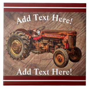 Azulejo Tejido de cerámica del tractor rojo antiguo