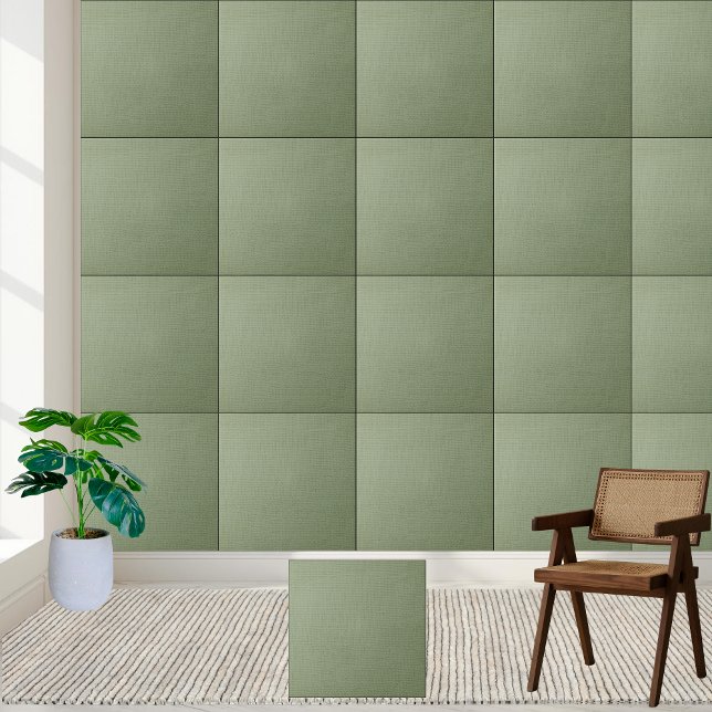Azulejo Tejido de color verde claro Burlap Textura Tejido  (Light Green Woven Burlap Texture Ceramic Tile)