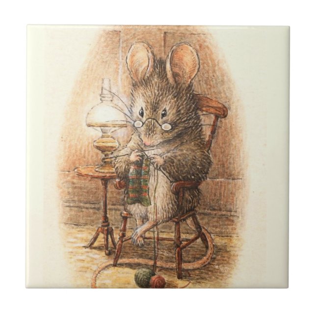 Azulejo "Tejido de la Sra. Mouse" por Beatrix Potter (Frente)