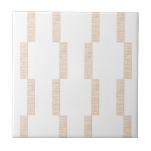 Azulejo Tejido de mosaico cerámico Beige y franja blanca