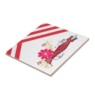 Azulejo Tejido de mosaico cerámico Tiras Rojas y Blancas V