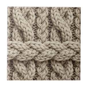 Azulejo Tejido de punto de hilo trenzado – Beige cálido (4