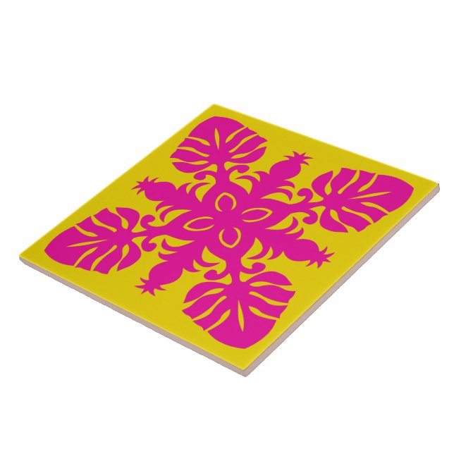 Azulejo tejido hawaiano de cerámica decorativa (Lado)
