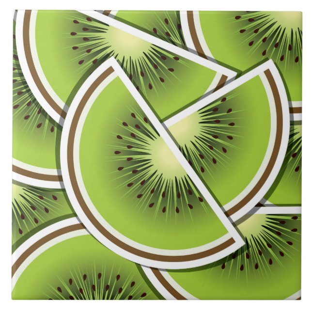 Azulejo Tejidos de fruta kiwi funky (Frente)