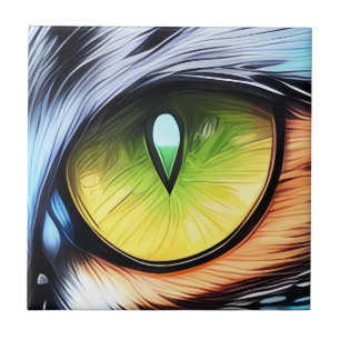 Azulejo Tejidos de ojos de la derecha del gato Cerámica Ti