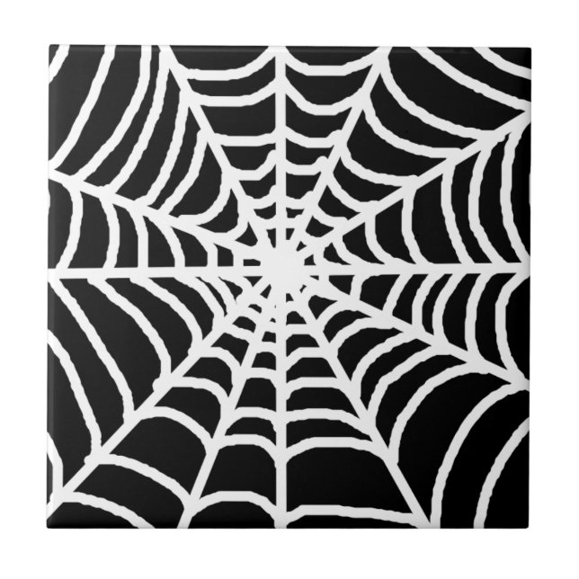 Azulejo Tela de araña blanco y negro (Frente)