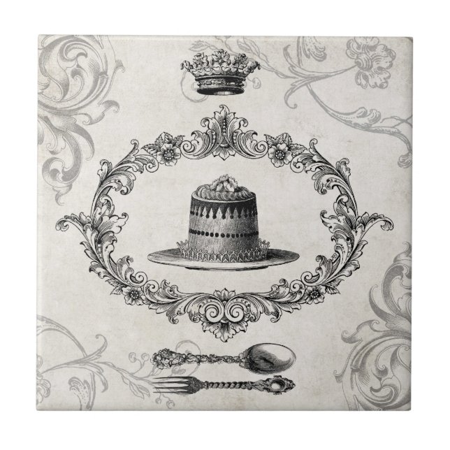 Azulejo Tela de pastelería francesa de época (Frente)