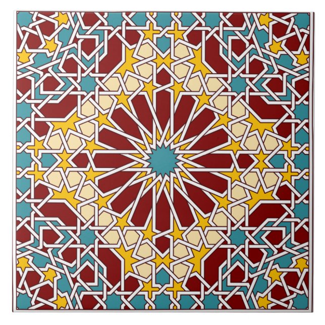 Azulejo Tela de patrón geométrico islámico (Frente)