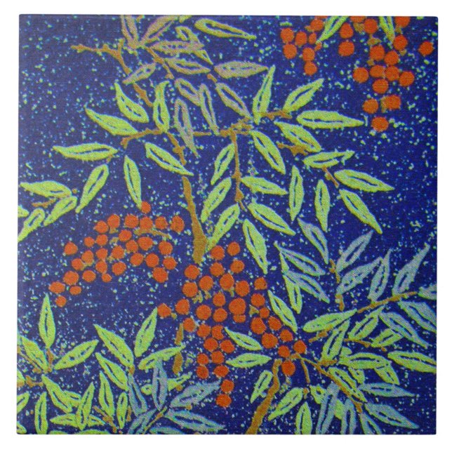 Azulejo Tela japonesa vintage - Berries y deja ceram (Frente)