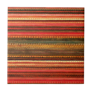 Azulejo Tela Textil Rayas Rojo Naranja y Verde