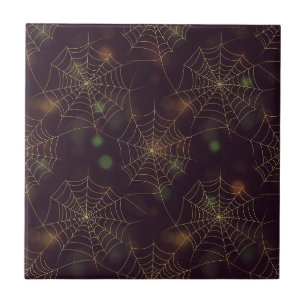 Azulejo Telaraña dorada con Bokeh – Elegante telaraña de H
