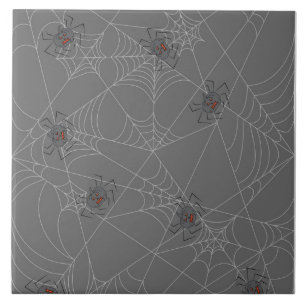 Azulejo telaraña y calabazas de Halloween