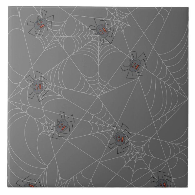 Azulejo telaraña y calabazas de Halloween (Frente)