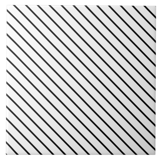 Azulejo Telas a rayas diagonales - blanco y negro (Frente)