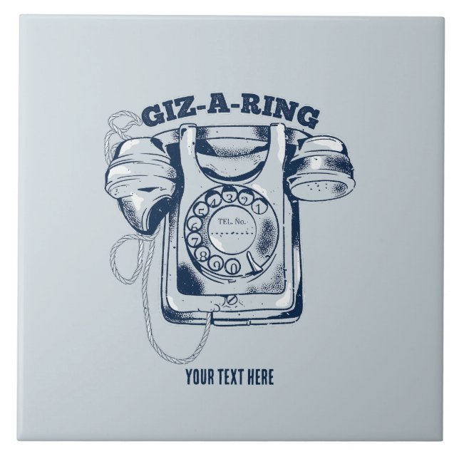 Azulejo Teléfono telefónico de Rotary Azul (Frente)