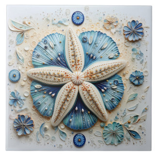 Azulejo Tema de la playa mediterránea Blue Starfish