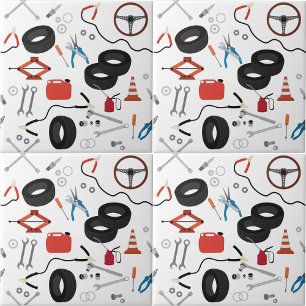 Azulejo Tema de las herramientas mecánicas del automóvil