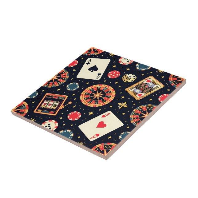 Azulejo tema de patrón de casino sobre negro (Lado)