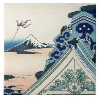 Azulejo Templo de Honganji Vista del Monte Fuji Grabado en