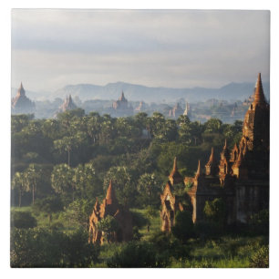 Azulejo Templos al amanecer, Bagan, Myanmar
