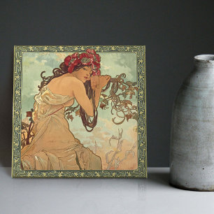 Azulejo Temporada de verano de Alphonse Mucha Art Nouveau