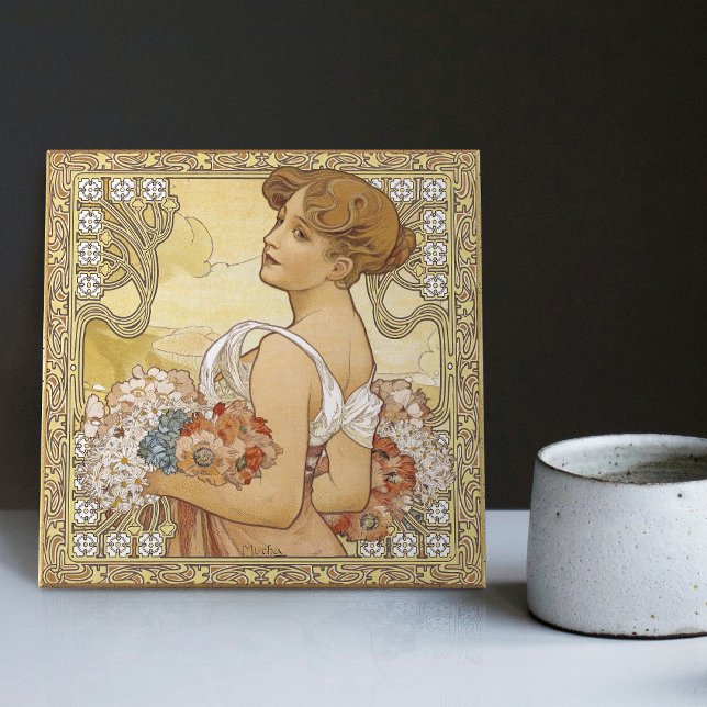 Azulejo Temporada de verano de Alphonse Mucha Art Nouveau  (Subido por el creador)
