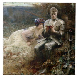 Azulejo Tentación de Sir Percival (caballero medieval)