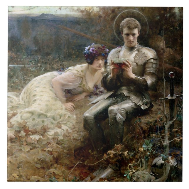 Azulejo Tentación de Sir Percival (caballero medieval) (Frente)