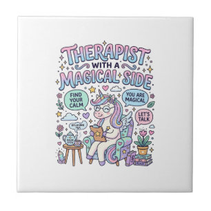 Azulejo Terapeuta de Unicornio con un Regalo Mágico Latera