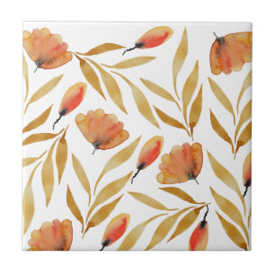 Azulejo Terracota Amarillo Mostaza Floral