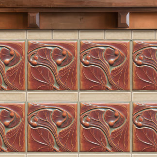 Azulejo Terracota Floral Pared Decoración Art Nouveau Vint