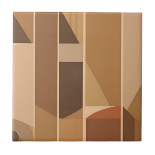 Azulejo Terracota Geométrica Abstracta Moderno de Medianos