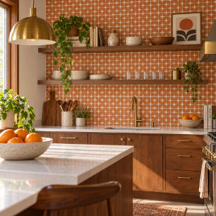 Azulejo Terracota Naranja Quemada Moderno de Mediana Siglo