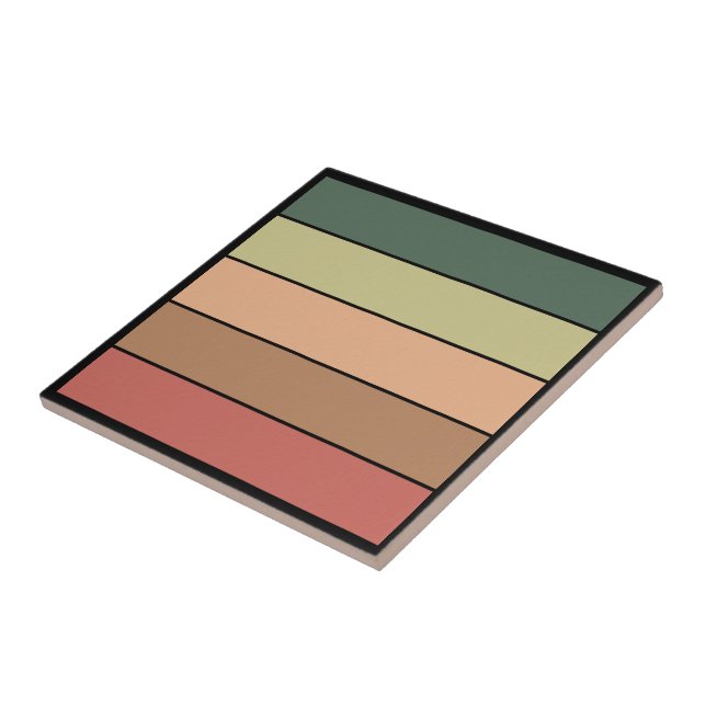 Azulejo Terracota Verde Negro Marrón Sobre Papel Acuático (Lado)