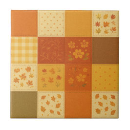 Azulejo Terracotta Patchwork Quilt Rustic Farmhouse Floral