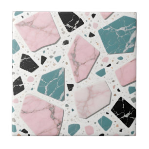 Azulejo Terrazo Mármol Pastel Rosa Verde Moderno