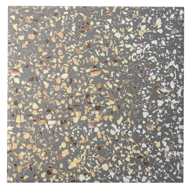 Azulejo Terrazzo Gray Brown Mínimo Piedra Moderna (Frente)