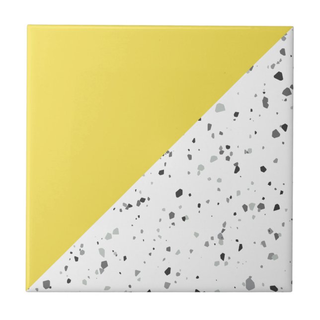 Azulejo Terrazzo Gris Amarillo Moderno (Frente)