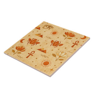 Azulejo Terrenal Boho Patrón Egipcio-Minimalista Faraónico