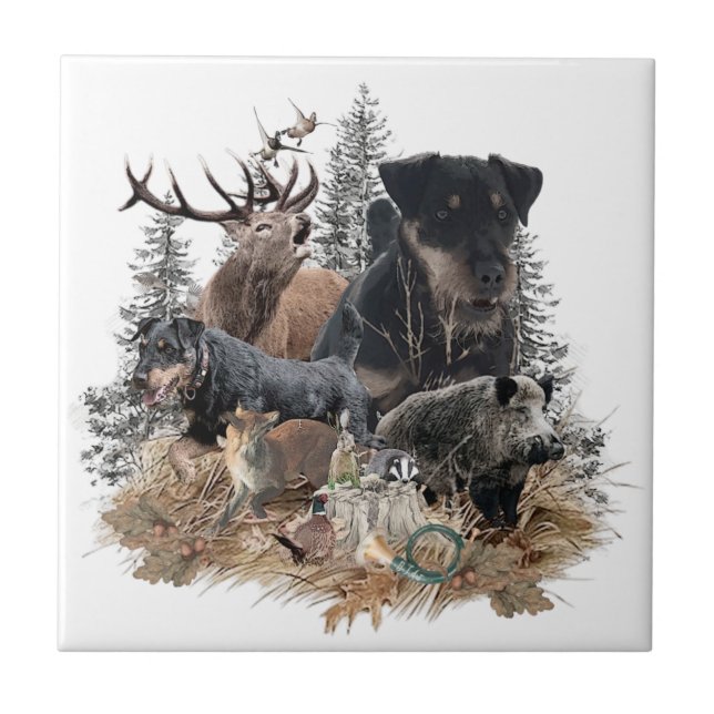 Azulejo Terrier de caza alemán (Jagdterrier) (Frente)