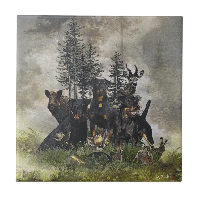 Azulejo Terrier de caza alemán (Jagdterrier) (Frente)