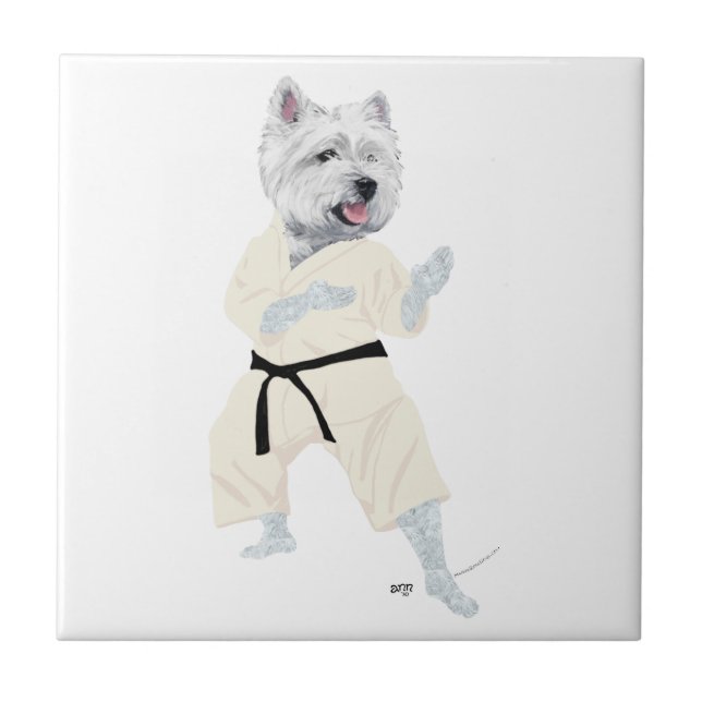 Azulejo ¡Terrier West Highland KARATE ! (Frente)