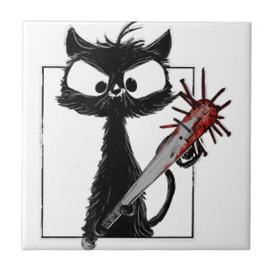 Azulejo Terror de béisbol de gato negro de Halloween