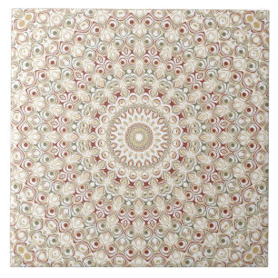 Azulejo Terroso Gris Marrón y Patrón Mandala de Herrumbre