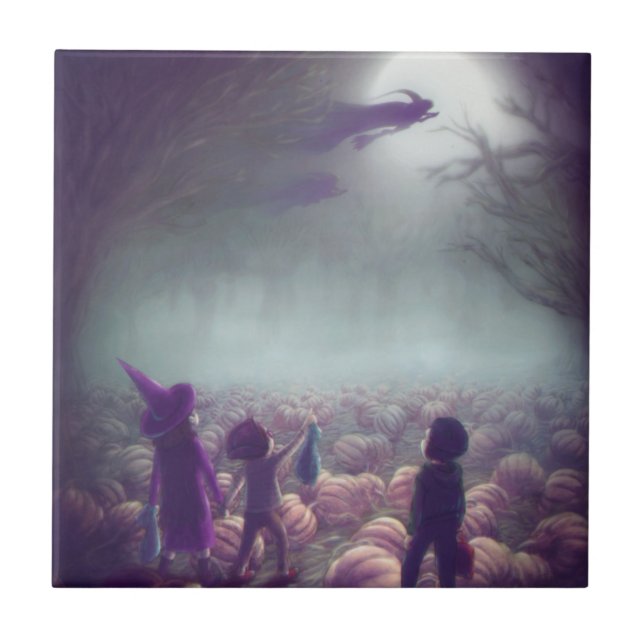 Azulejo Testigos De Parches De Calabaza Que Volan Trick-O- (Frente)