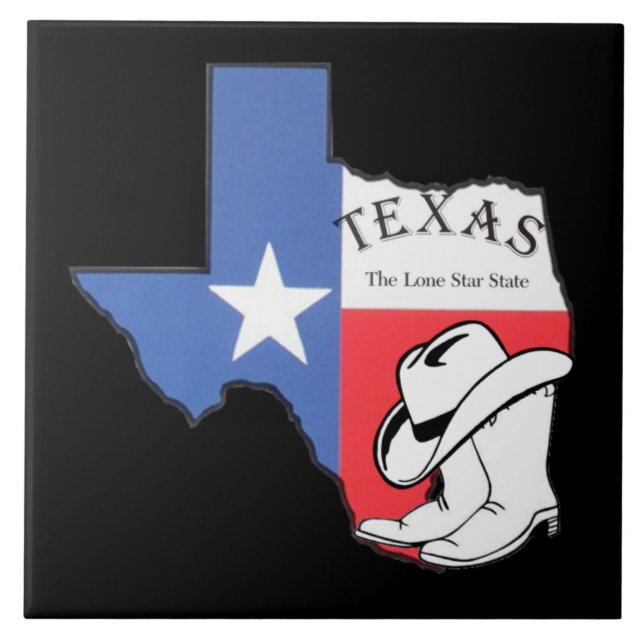 Azulejo Texas: Bandera y silueta de Texas (Frente)