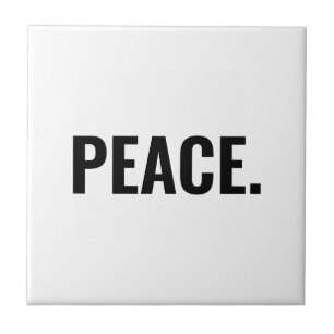 Azulejo Texto blanco y negro de paz contra la guerra minim